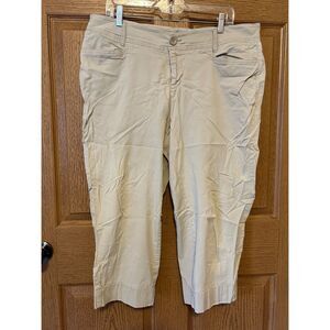 Sejour Khaki Cropped Capri Pants Women Plus Size 14W Cotton Stretch